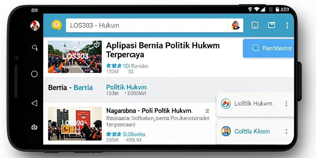 Antarmuka aplikasi LOS303 menampilkan berita politik dan hukum terbaru.