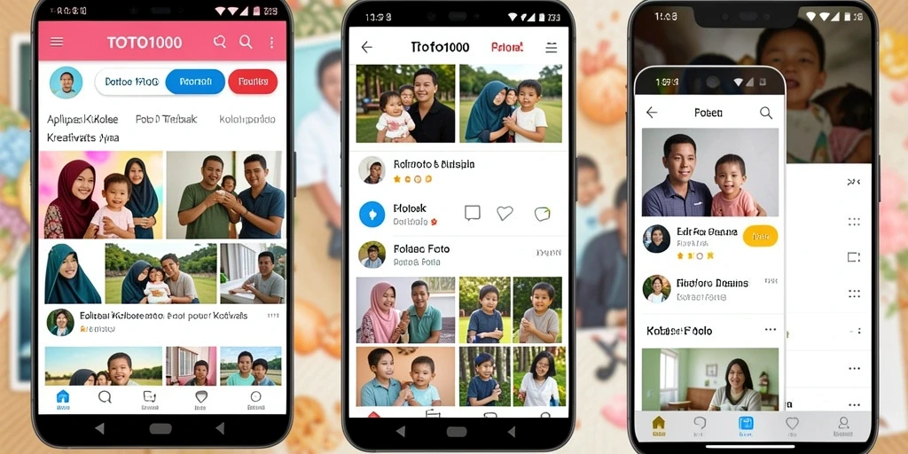 Antarmuka pengguna TOTO1000 saat membuat kolase foto yang menarik.