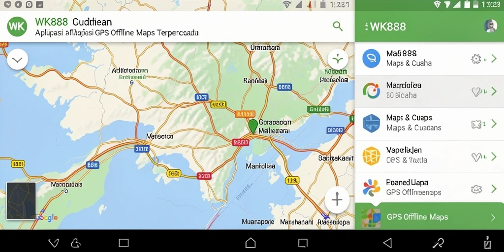 Antarmuka utama aplikasi GPS Offline Maps WK888 yang informatif.