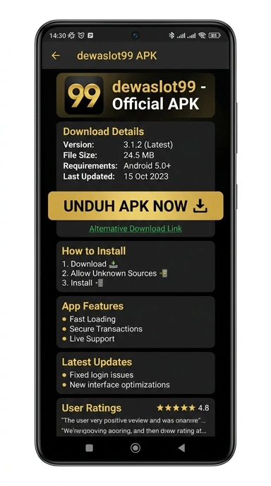 Tampilan halaman APK dewaslot99
