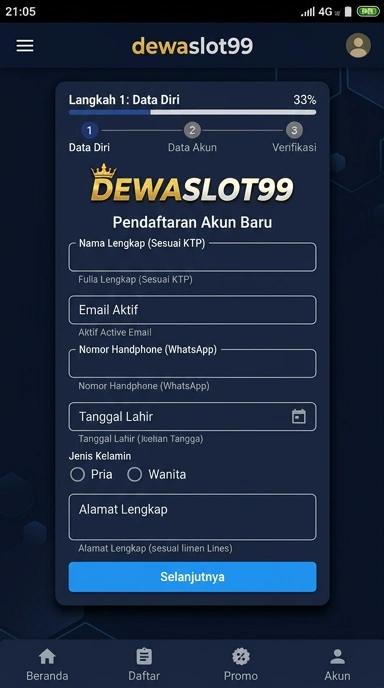 Tampilan halaman daftar dewaslot99